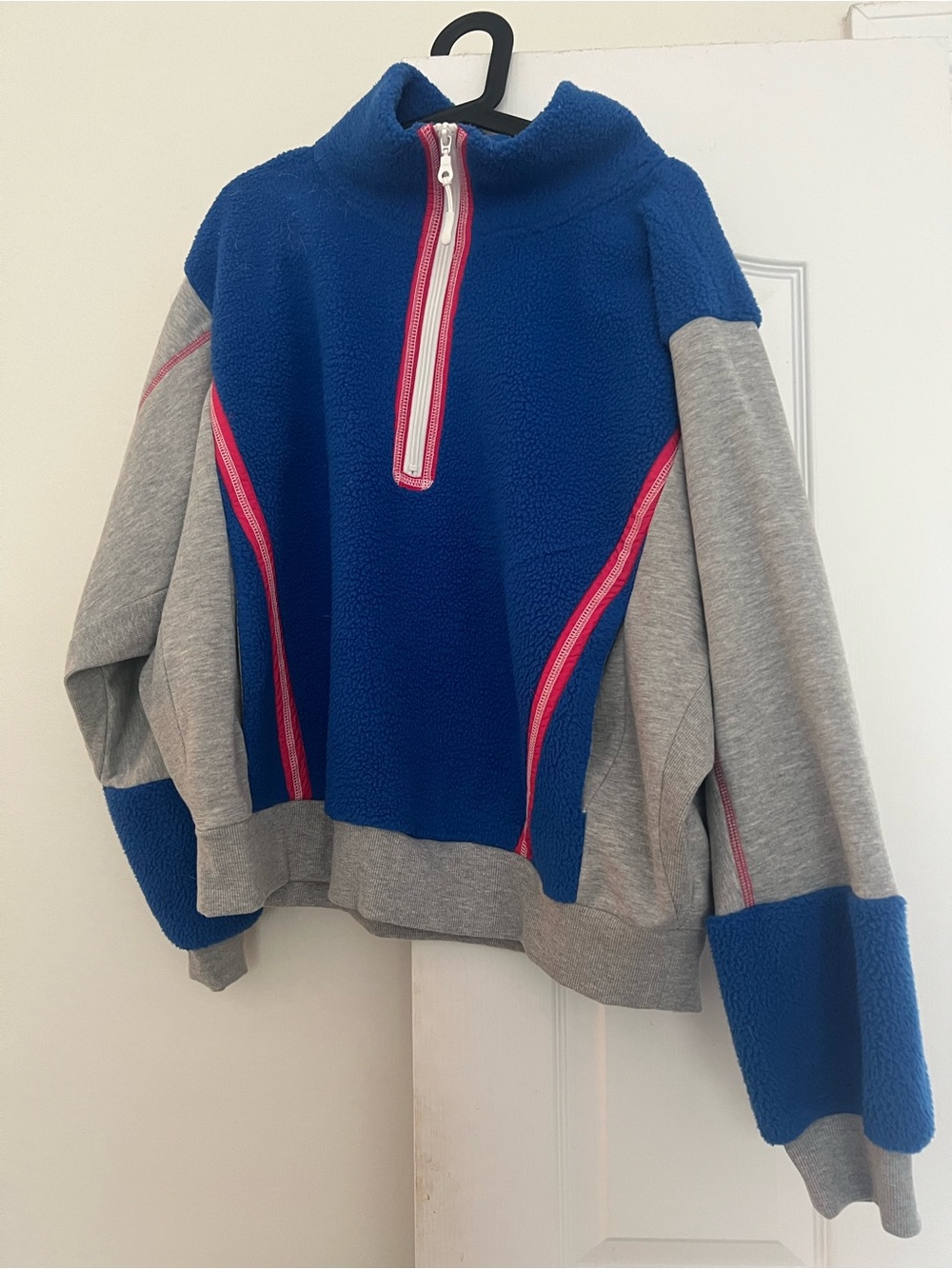 Daily Practice Blue and Gray Half-Zip Fleece Pullover Sweater